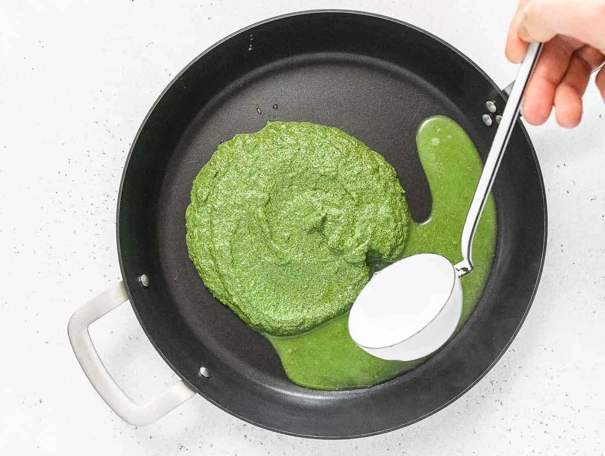 warm up the pesto in a pan
