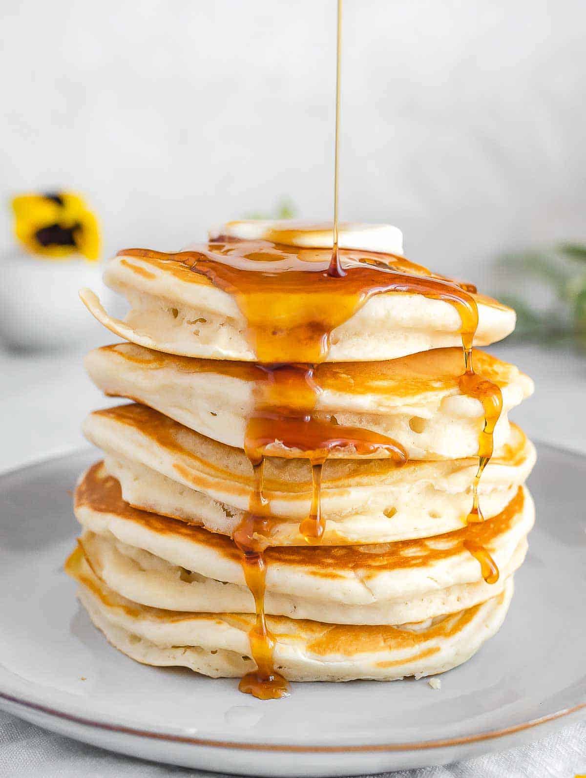 Vegan pancake with syrup