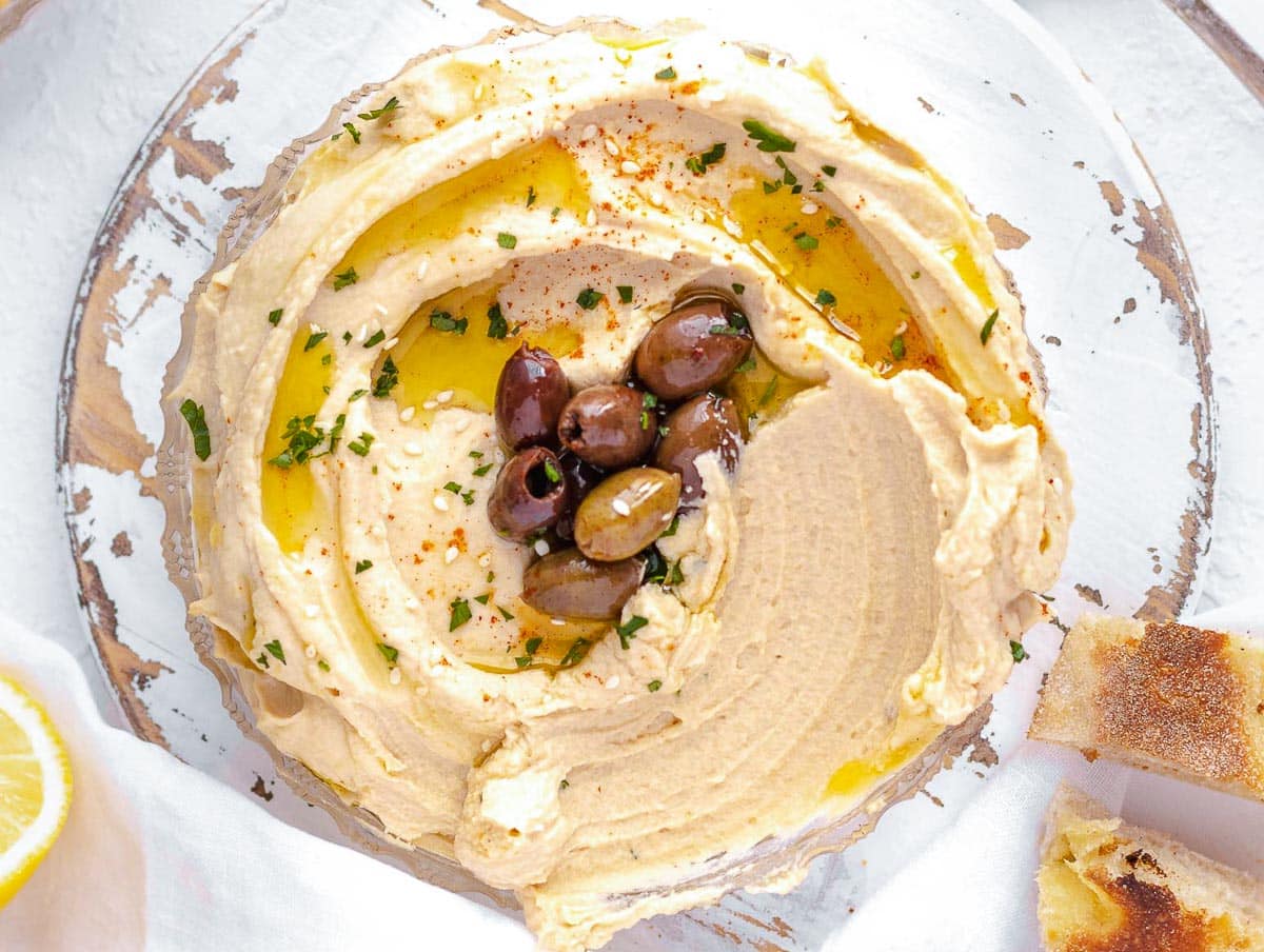 hummus with olives