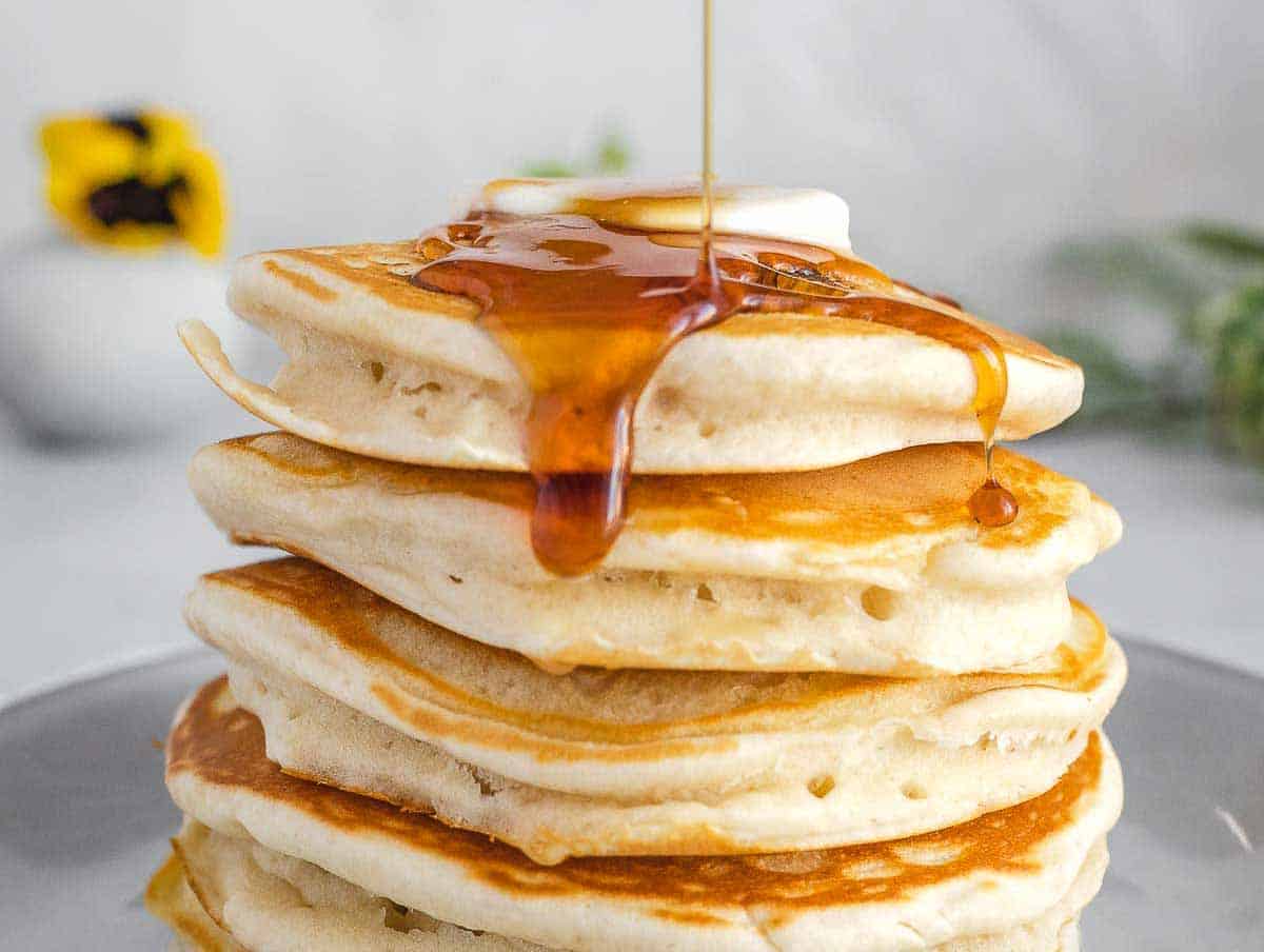 pancakes stack with syrup