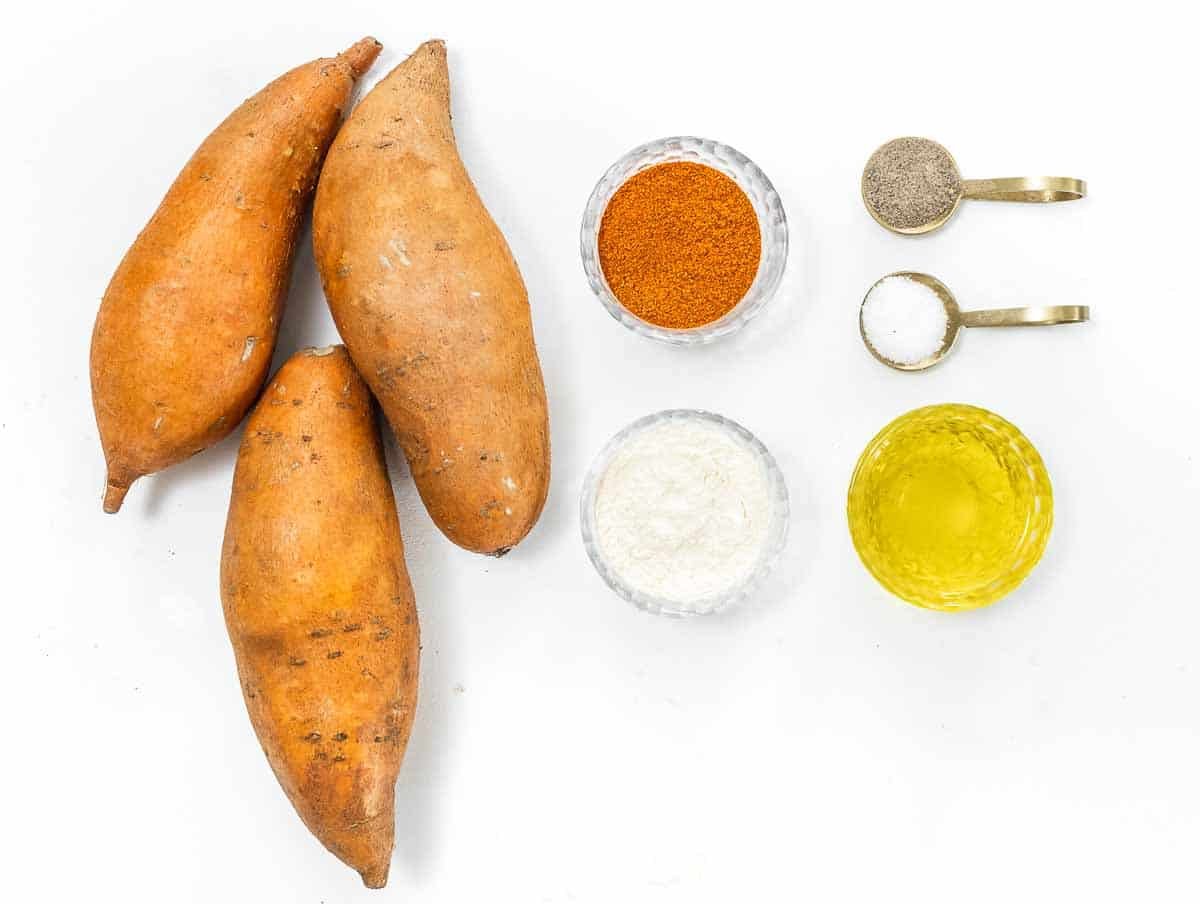 ingredients for air fryer sweet potato cubes
