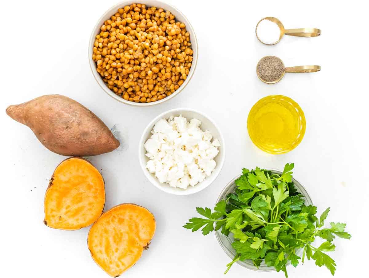 Ingredients for sweet potato salad