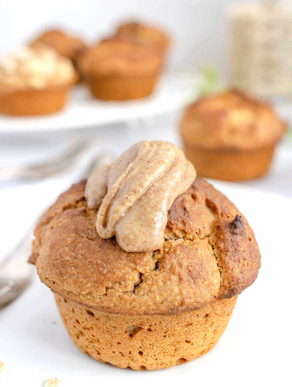 Oat flour muffin with peanut butter