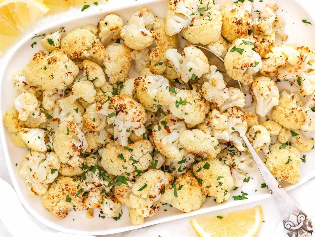 roasted cauliflower with lemon and parsley