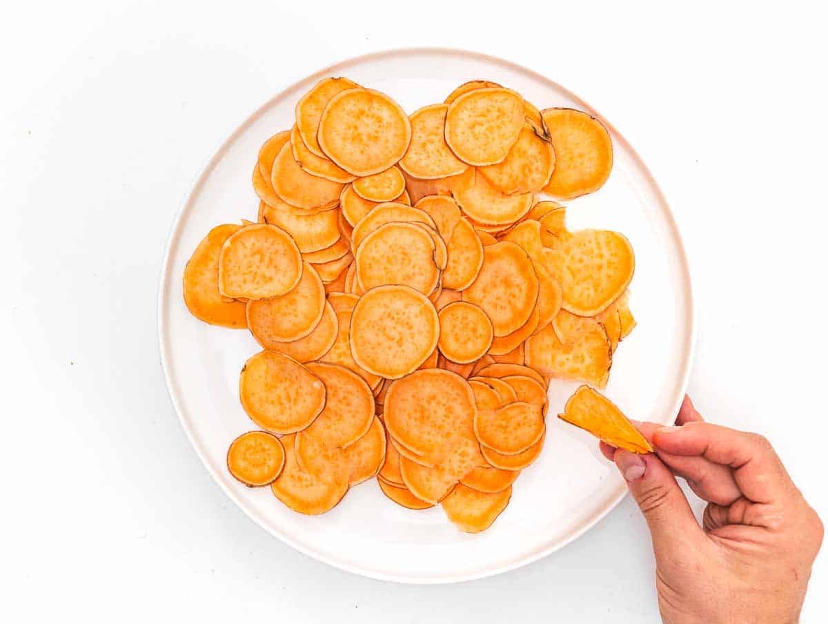 thinly sliced sweet potatoes