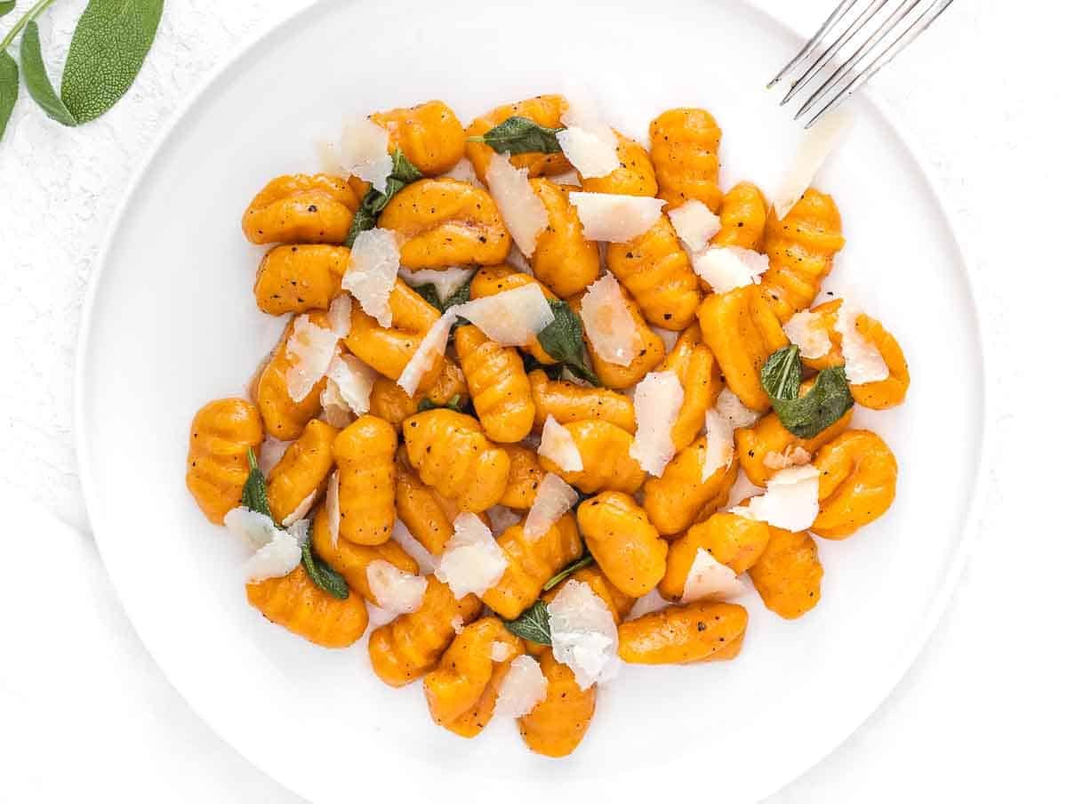 sweet potato gnocchi with butter, sage, and parmesan