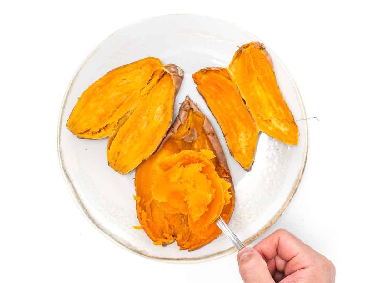 microwaved sweet potato