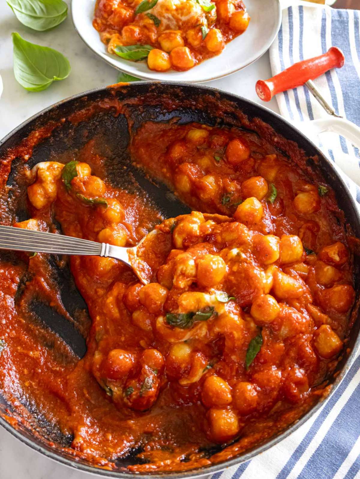 Italian Baked Gnocchi Alla sorrentina taken from a skillet
