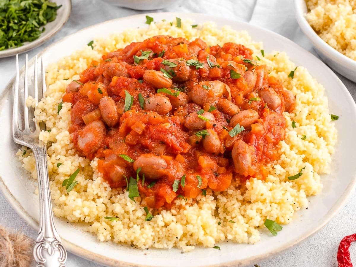 Italian bean stew on couscous