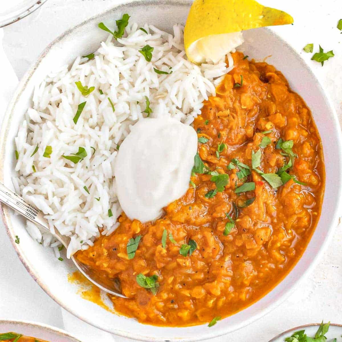 lentil curry with basmati rice