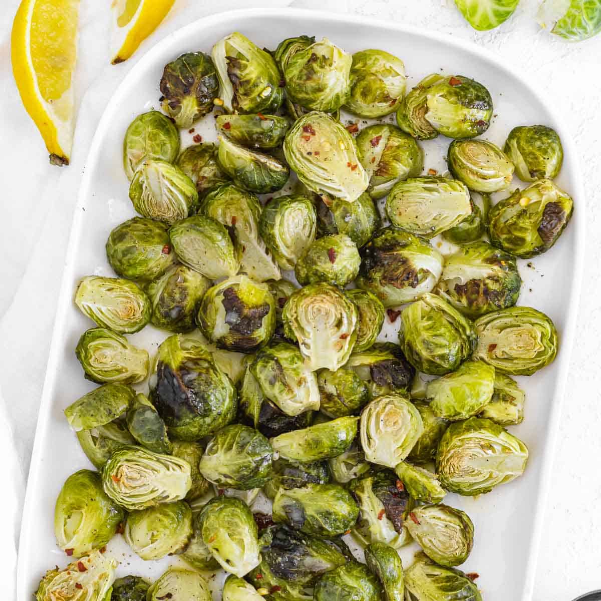 Roasted sprouts with lemon and dressing
