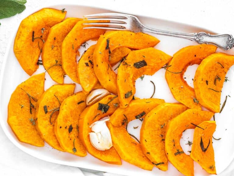 Roasted butternut wedges with herbs