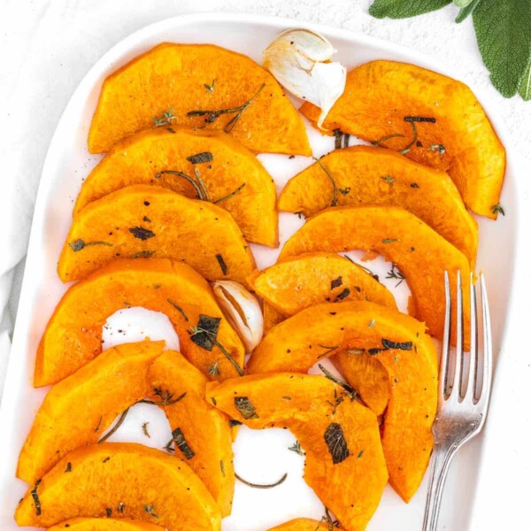 Roasted butternut squash and fork