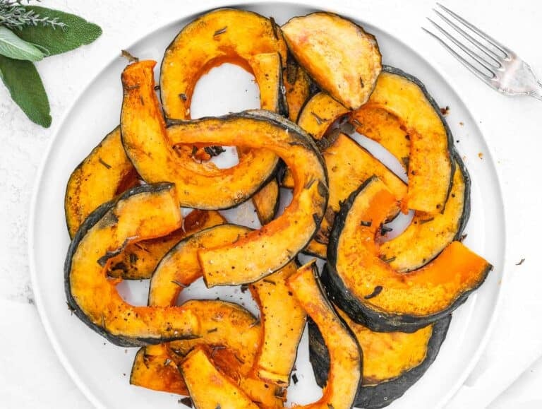 tender roasted winter squash on a plate