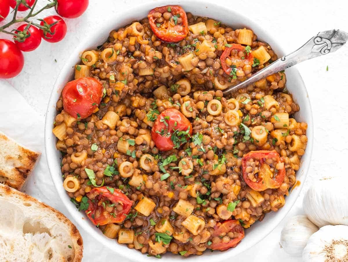 pasta and lentils