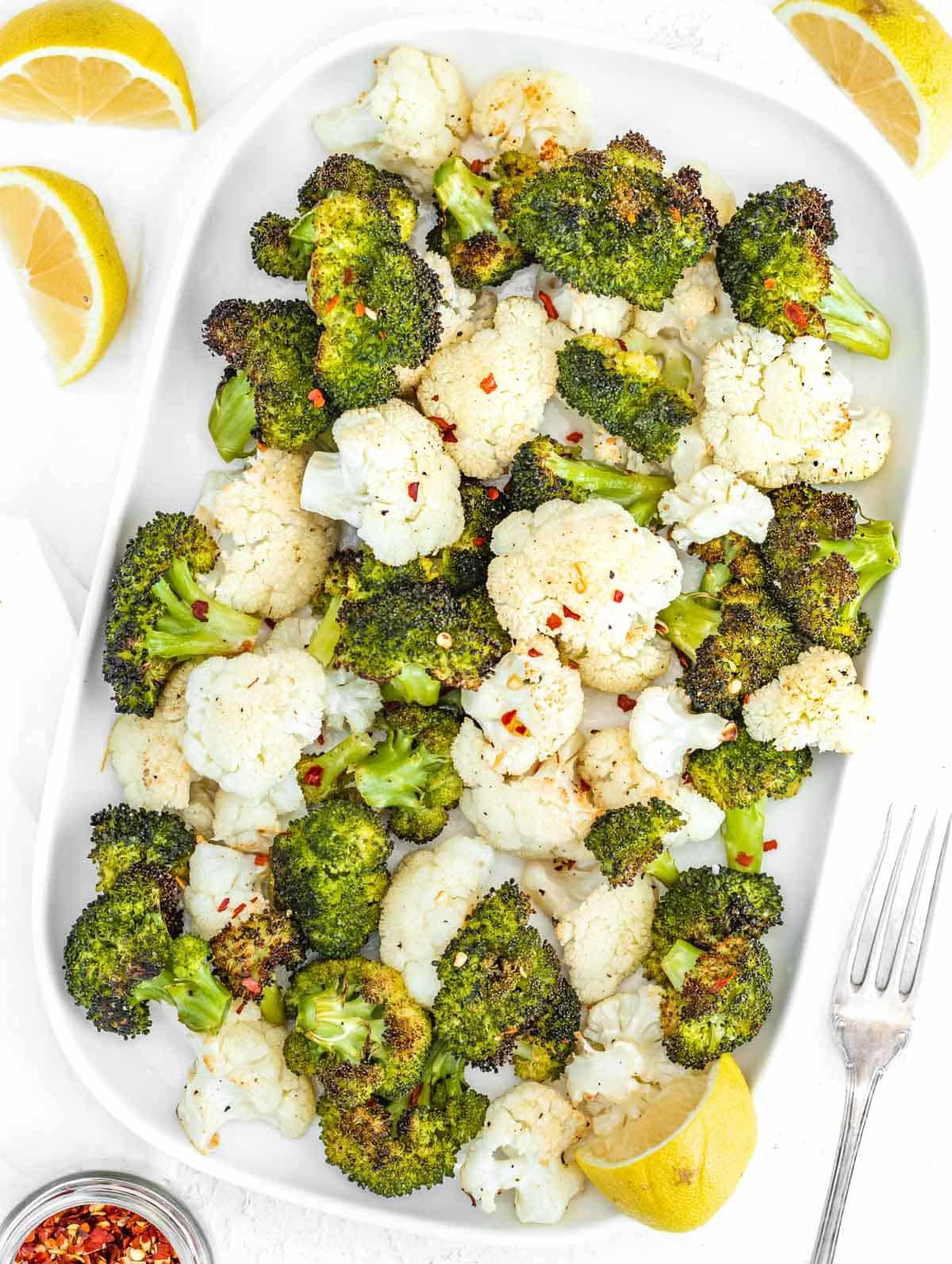 roasted broccoli and cauliflower