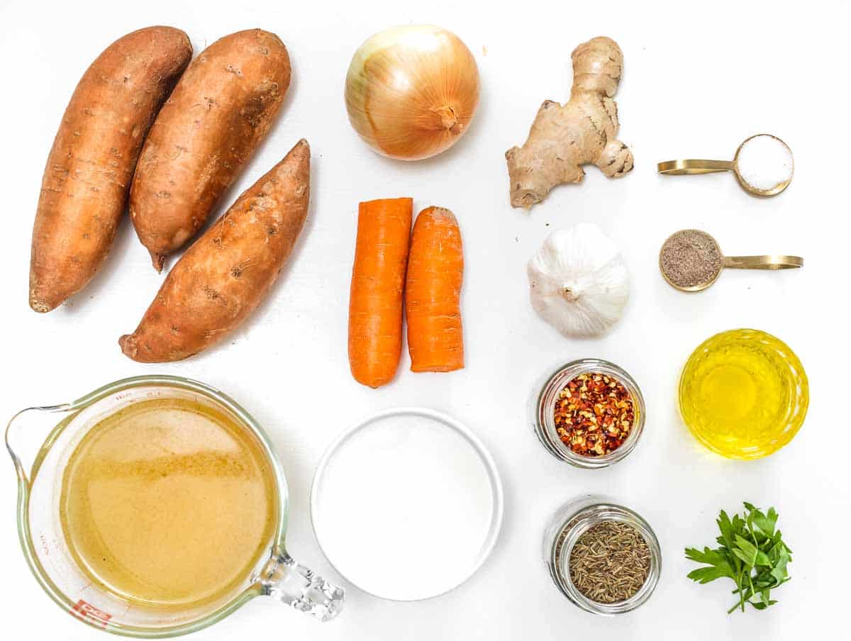 ingredients for sweet potato soup