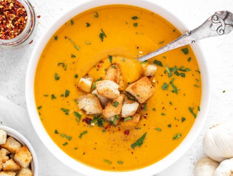 sweet potato soup with croutons