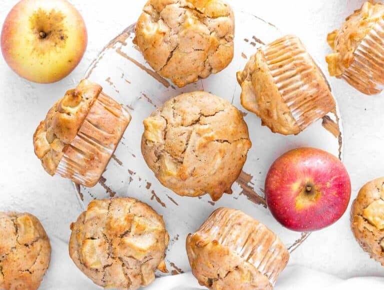 Apple muffins on a tray