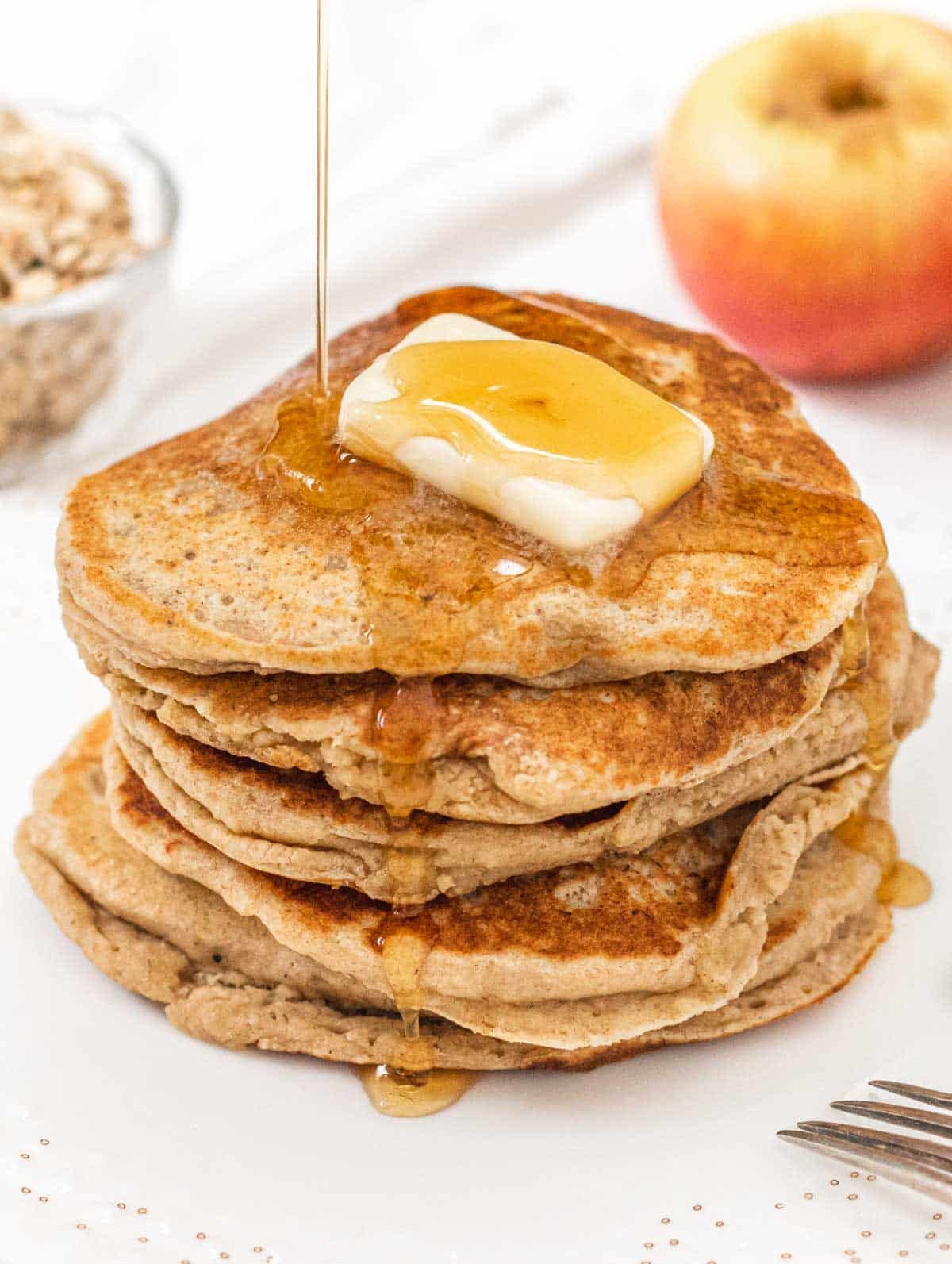 Oatmeal pancakes with syrup