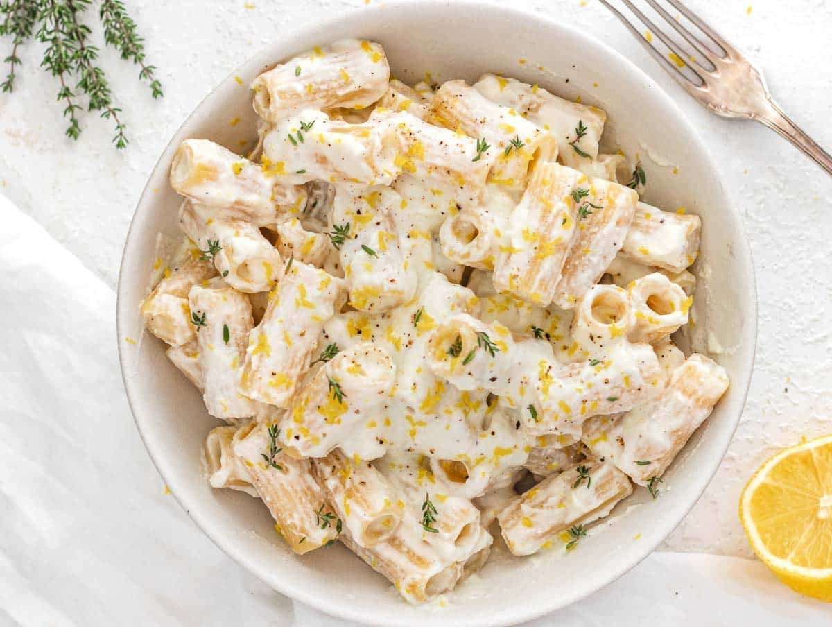 rigatoni and ricotta with thyme