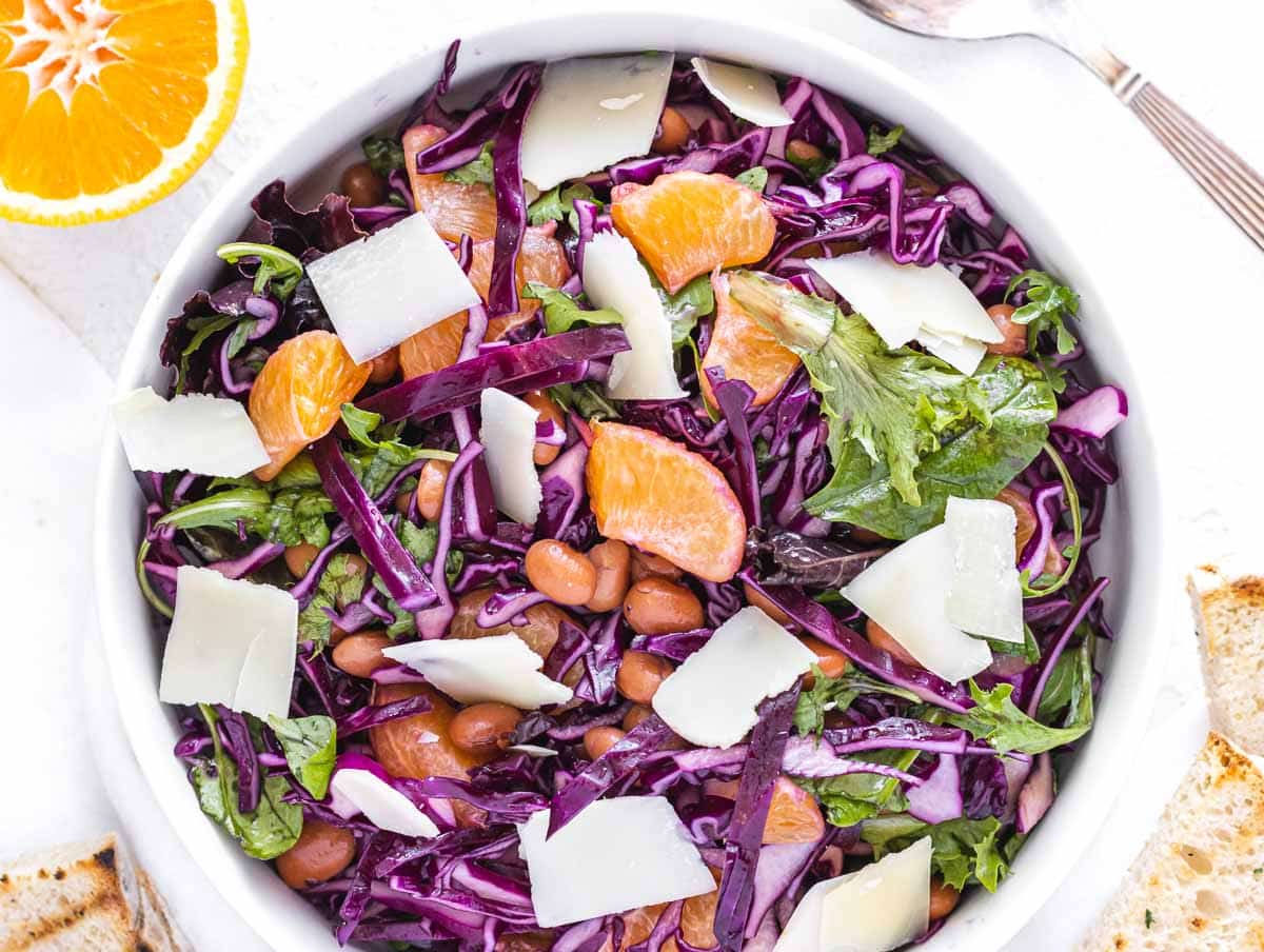 Red cabbage salad with parmesan cheese
