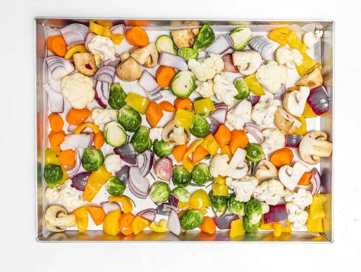 vegetables on a baking tray
