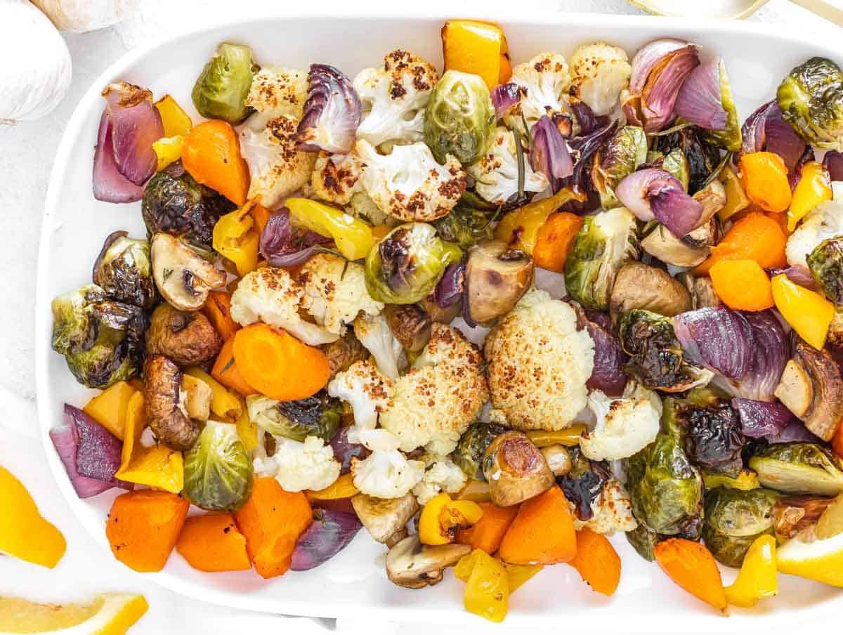 Roasted vegetables on a plate