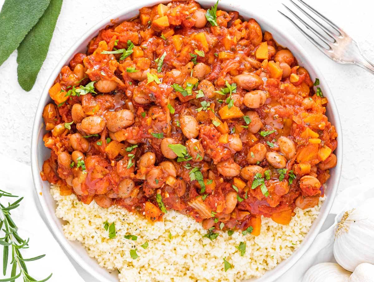 bean stew served with couscous