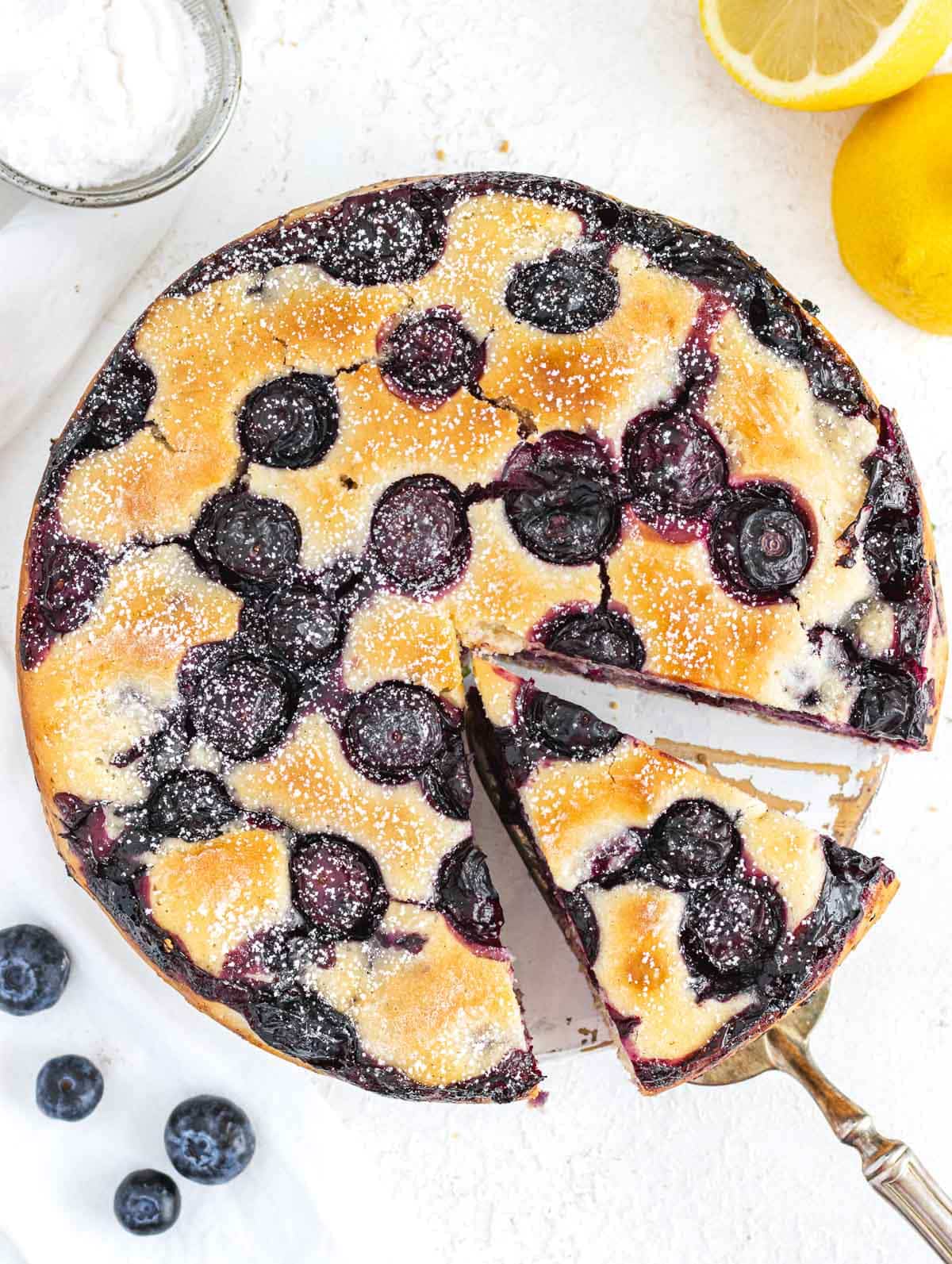blueberry cake with slice