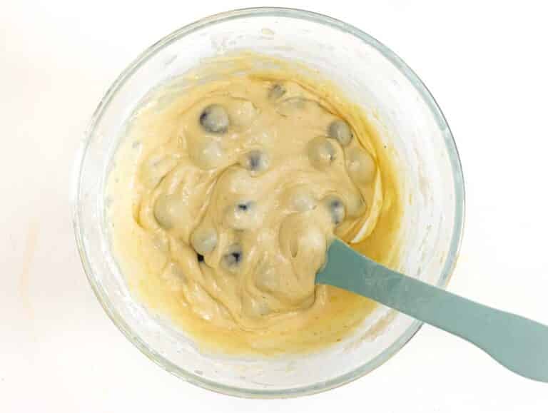 batter with fresh blueberries
