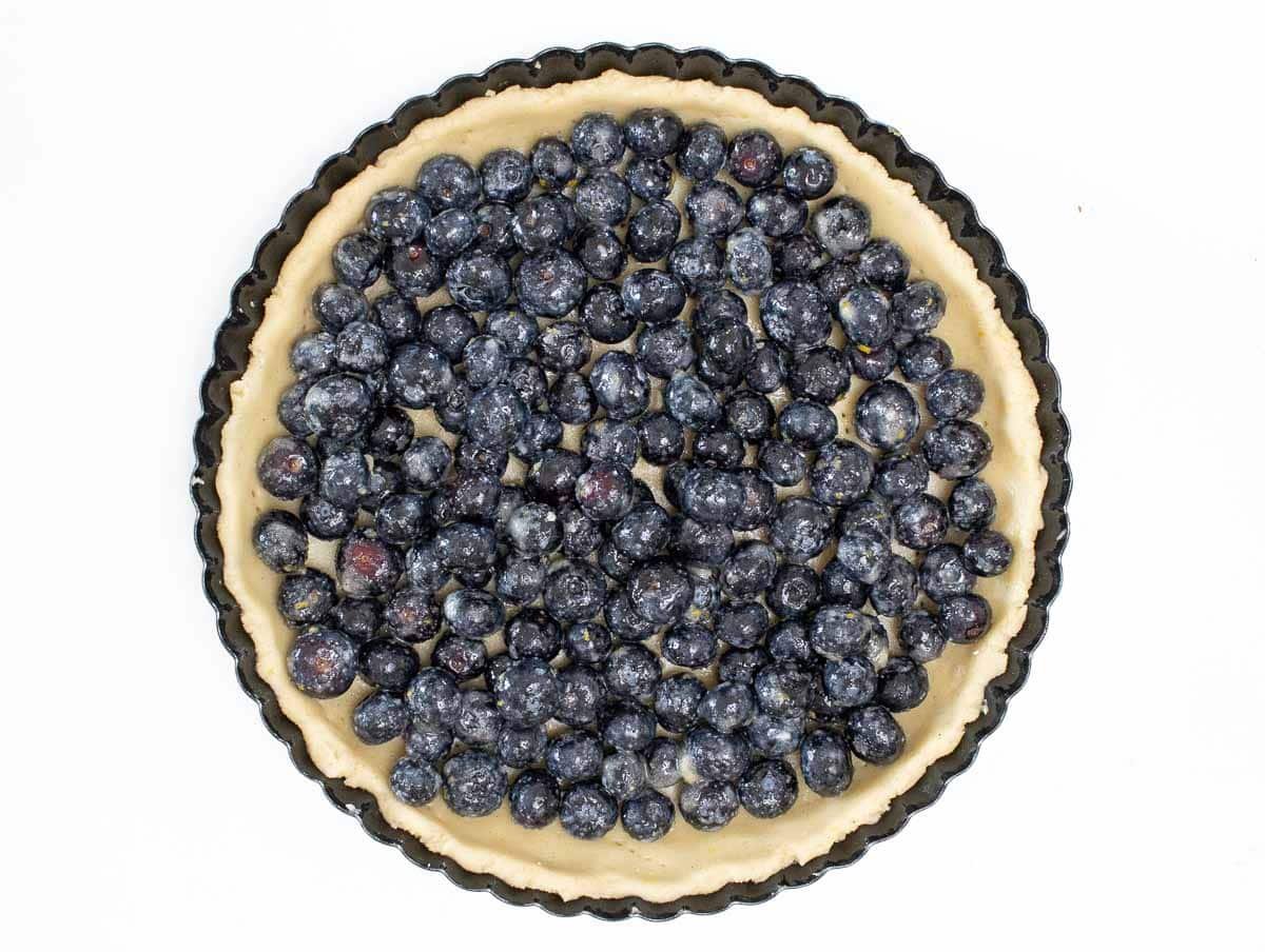 pie crust and fresh blueberries