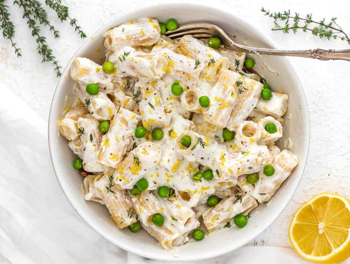 lemon ricotta pasta with peas