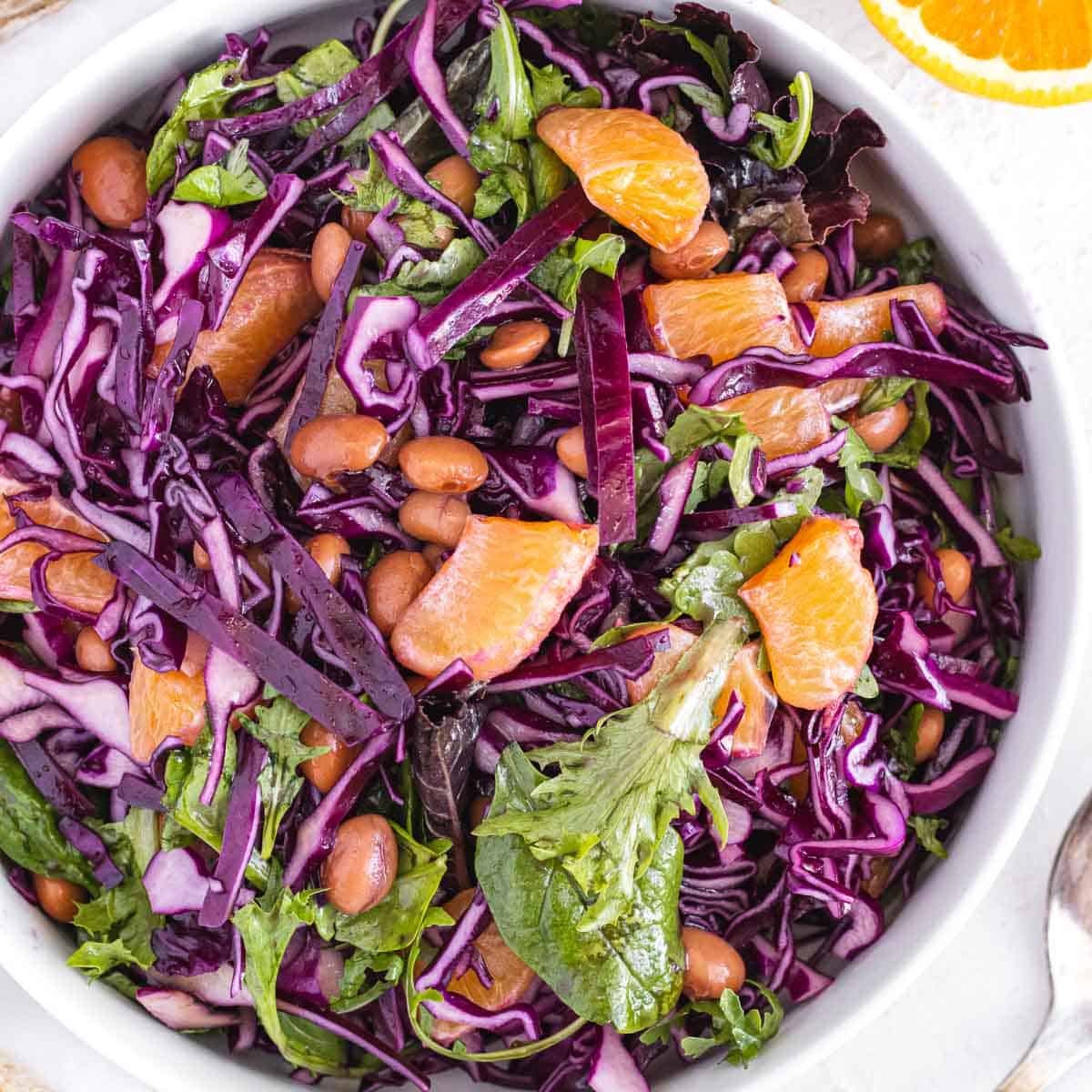 red cabbage salad with orange