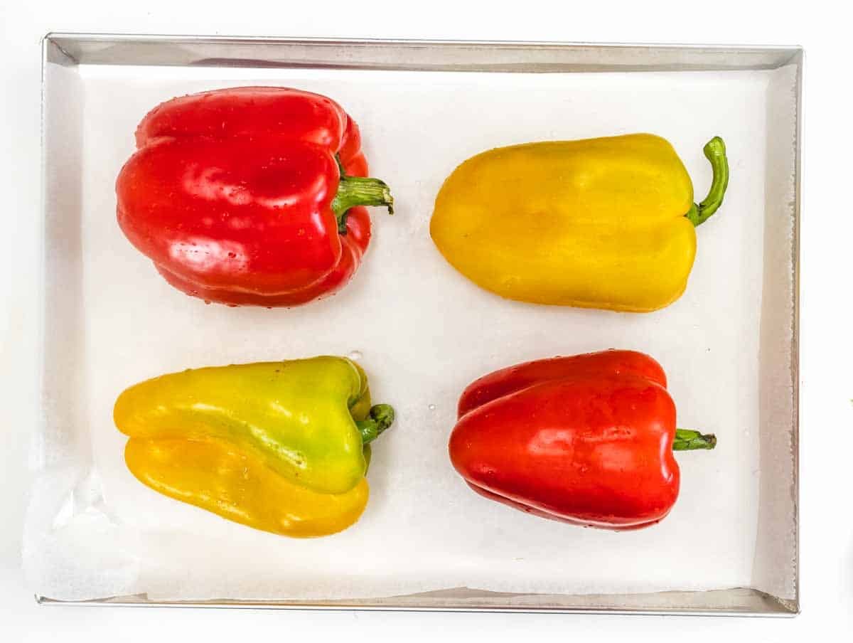 bell pepper on a baking tray