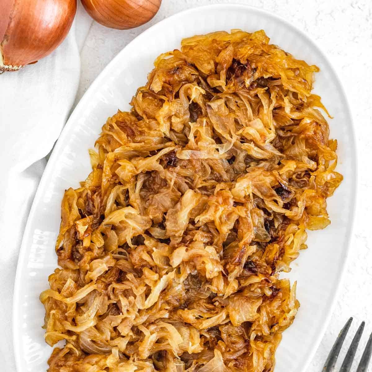 Caramelized onions on a platter