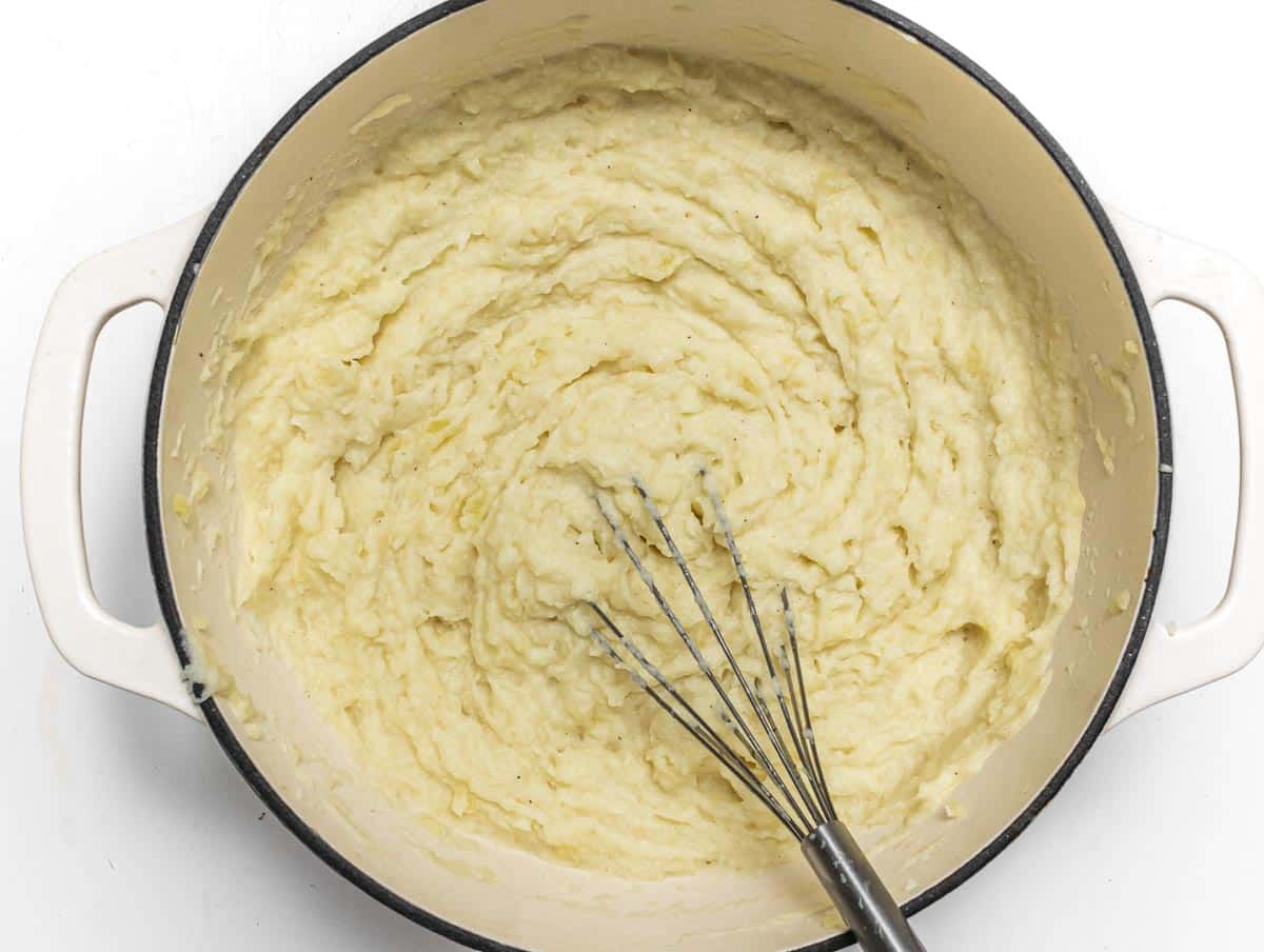 Whisk the cauliflower and potatoes