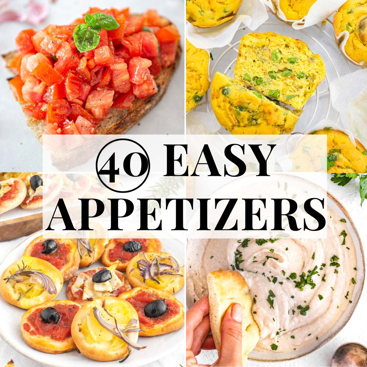 Easy appetizers with mini pizza and dips
