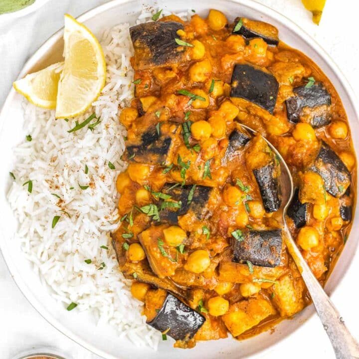 Eggplant curry with rice