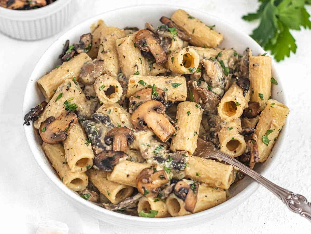 Hummus Pasta and fork