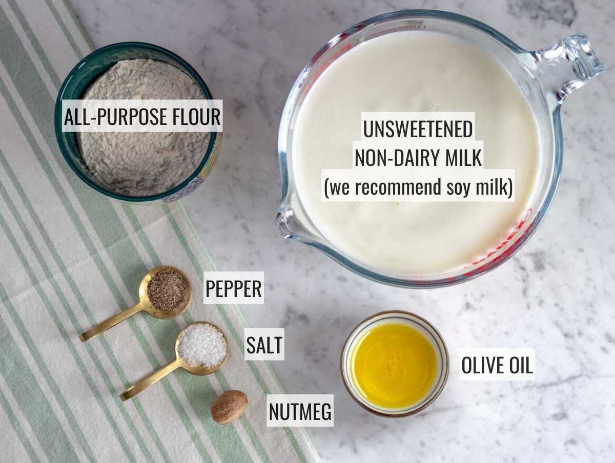 ingredients for vegan white sauce