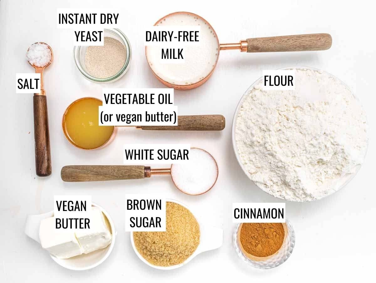 ingredients for vegan cinnamon rolls