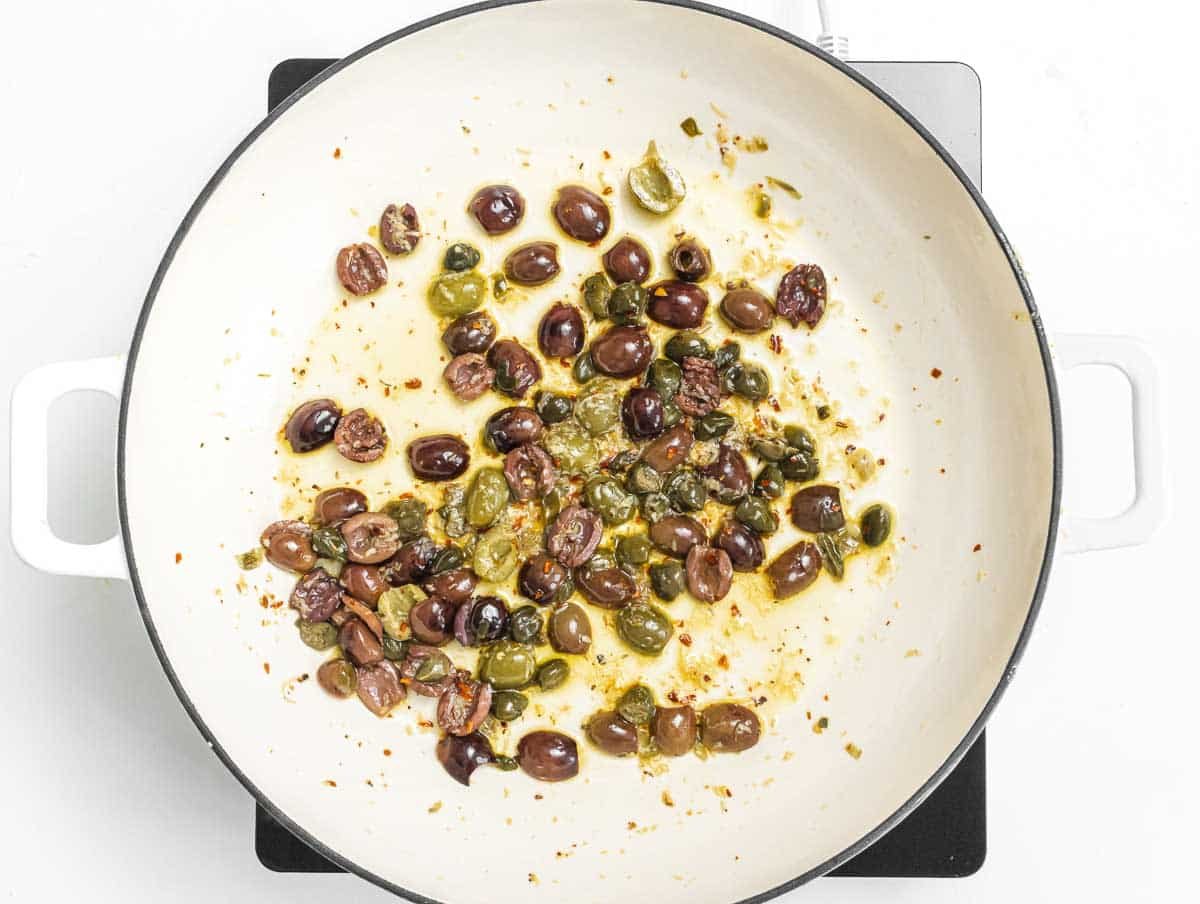 fry olives and capers