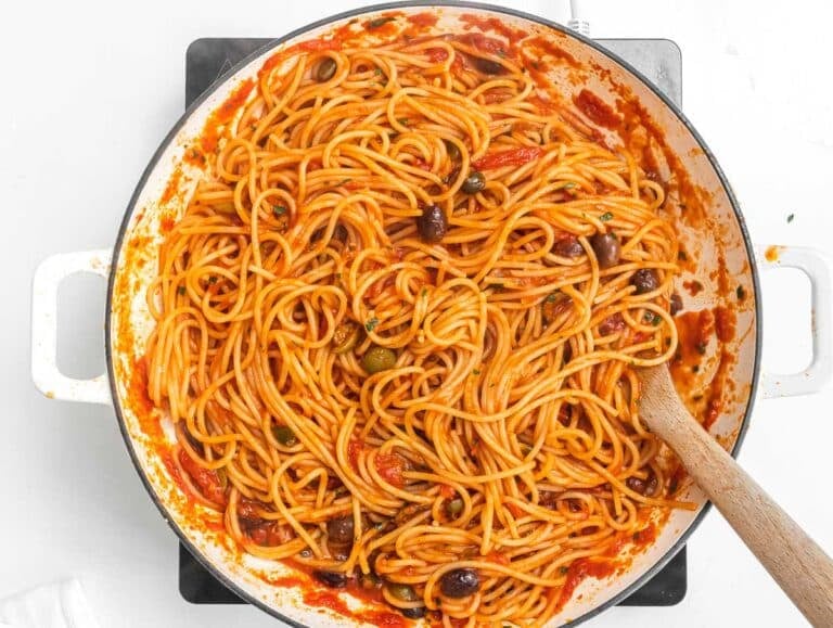 Add spaghetti to skillet