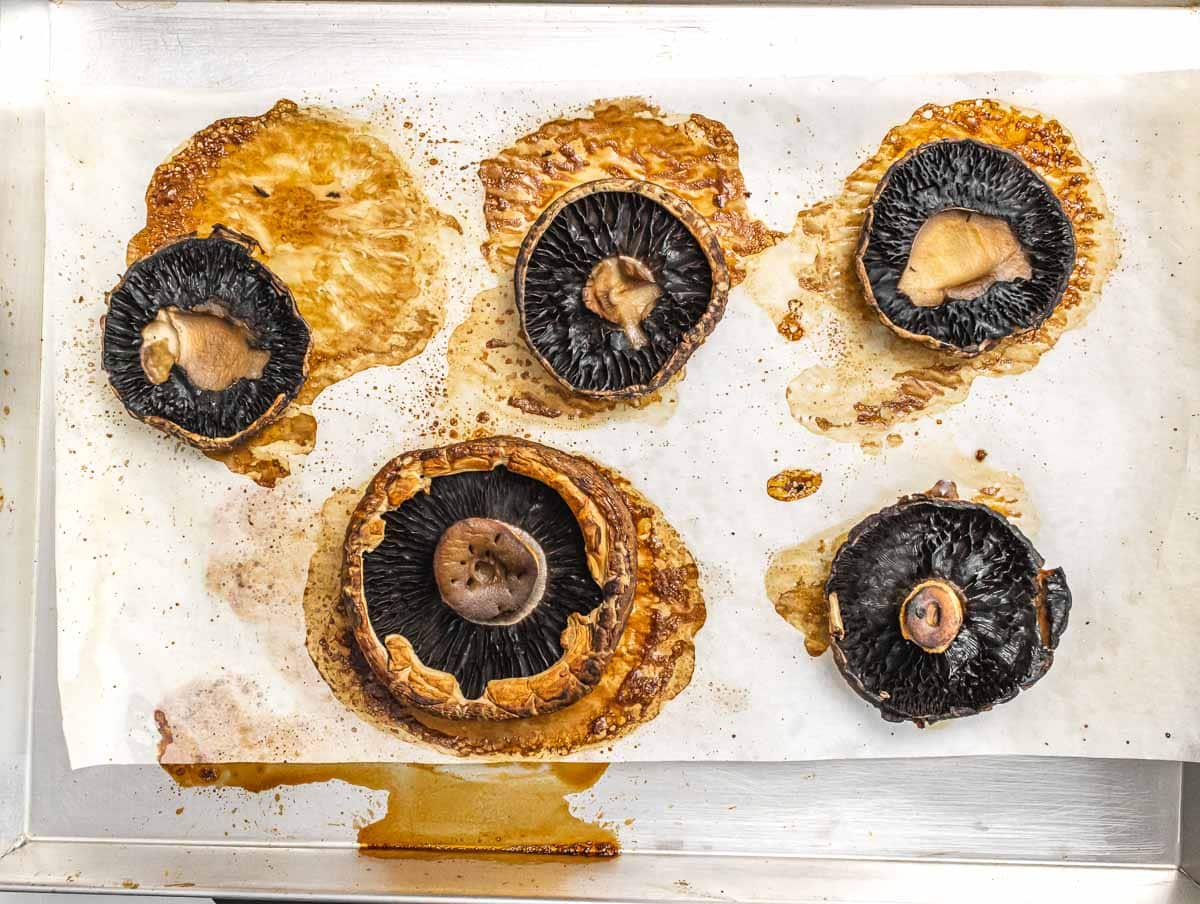 roasted portobello on a baking tray