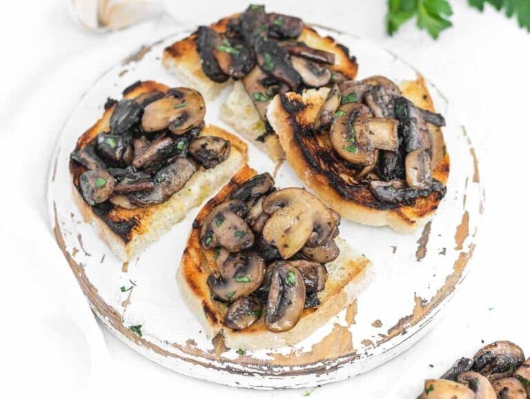 Sauteed mushrooms on bruschetta