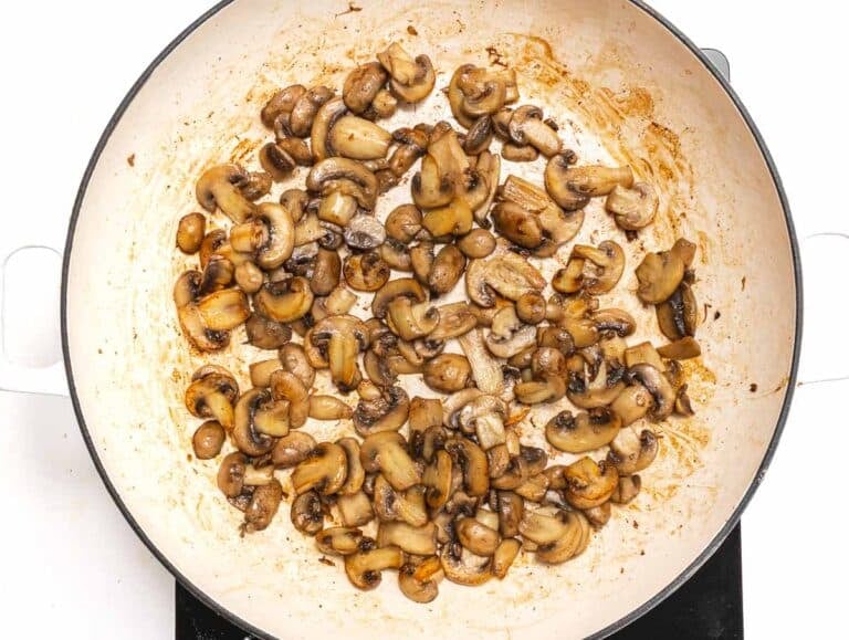 browned mushrooms in skillet