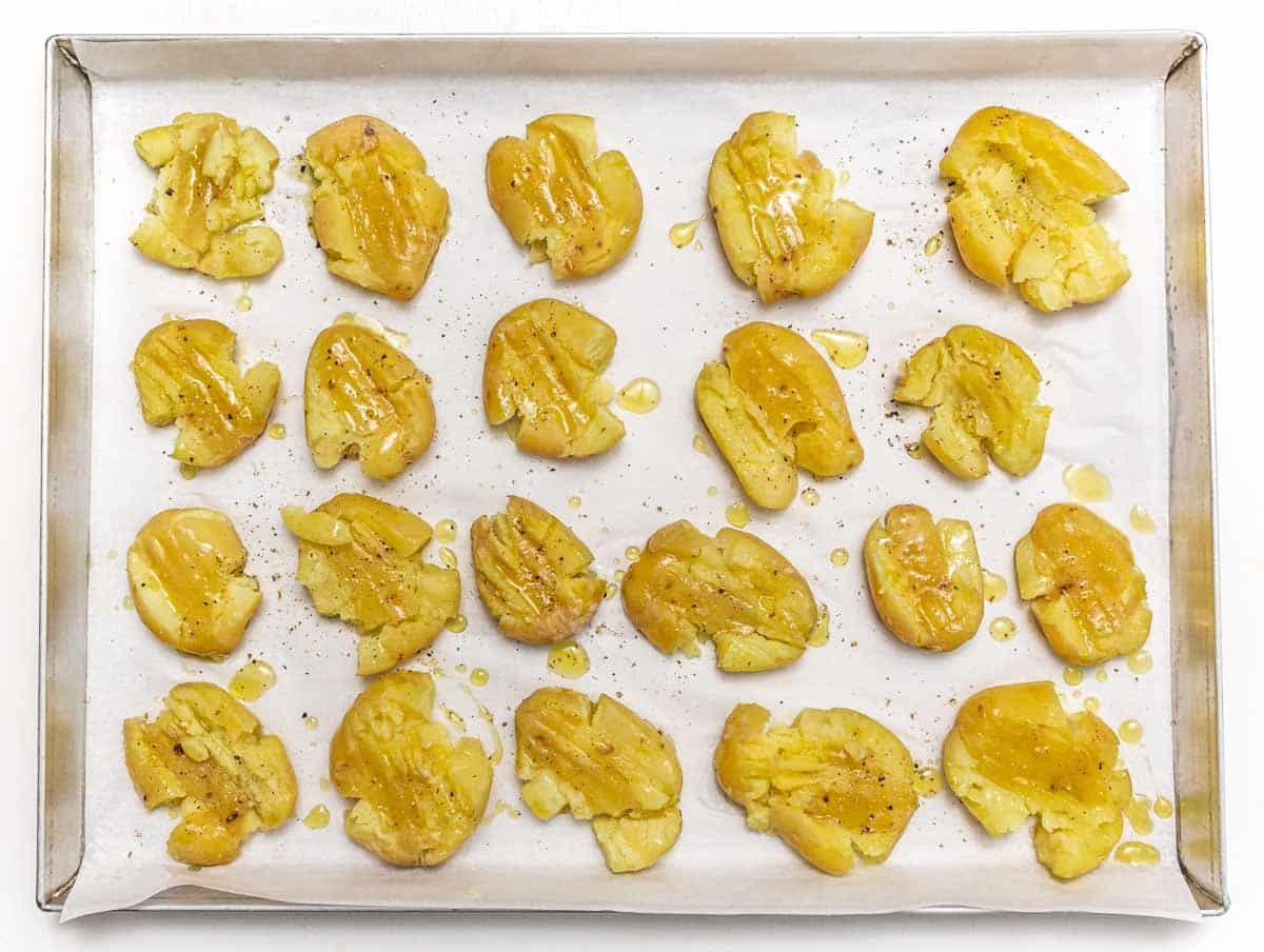 spiced smashed potatoes before baking