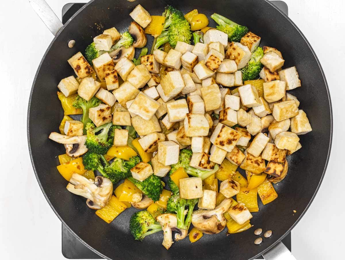 tofu added to stir fried veggies