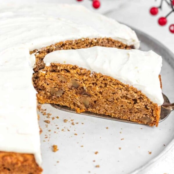 Carrot cake with slice